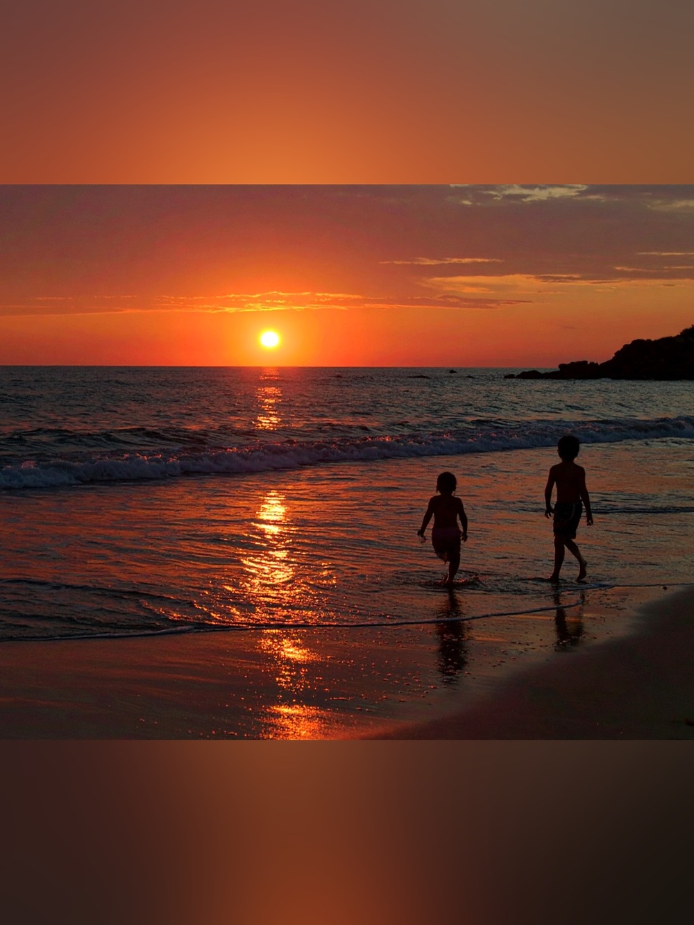Sunset Shoreline Photograph - Orange Beach Scene